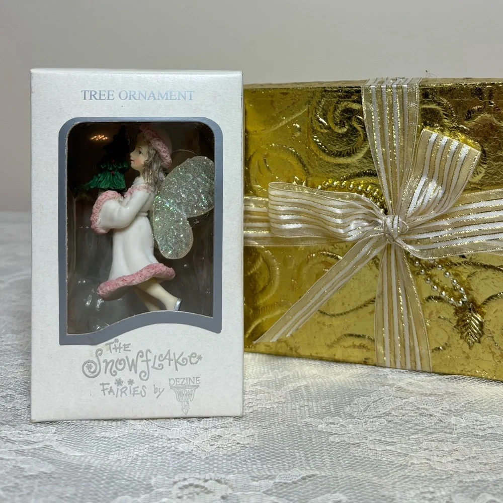 Snowflake Fairy By Dezine Christmas Ornament Vintage 1995 Soft Pink Green White